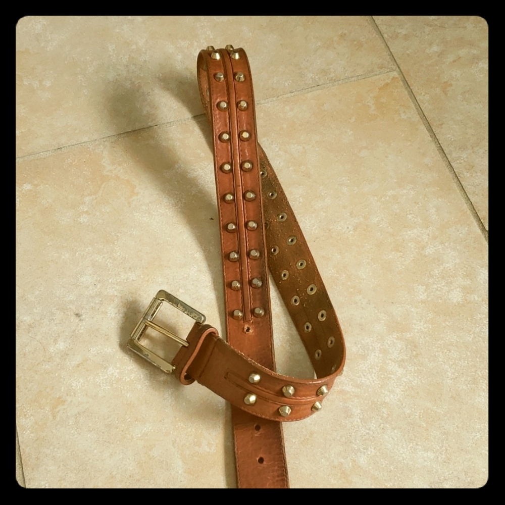 Michael Kors brown studded leather belt size m